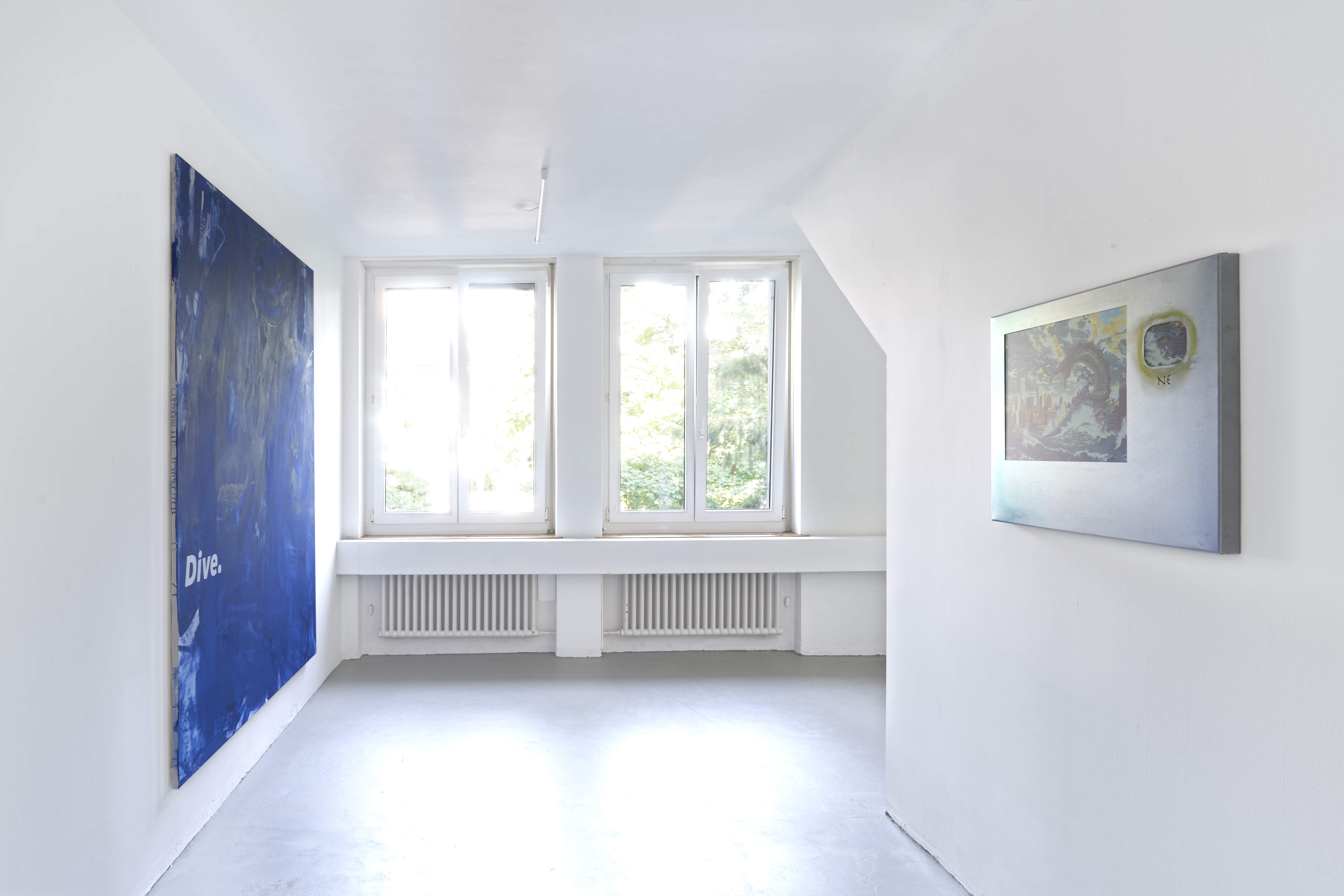 Installation view, Joseph Cornelius (left) and Niko Abramidis &NE (right)